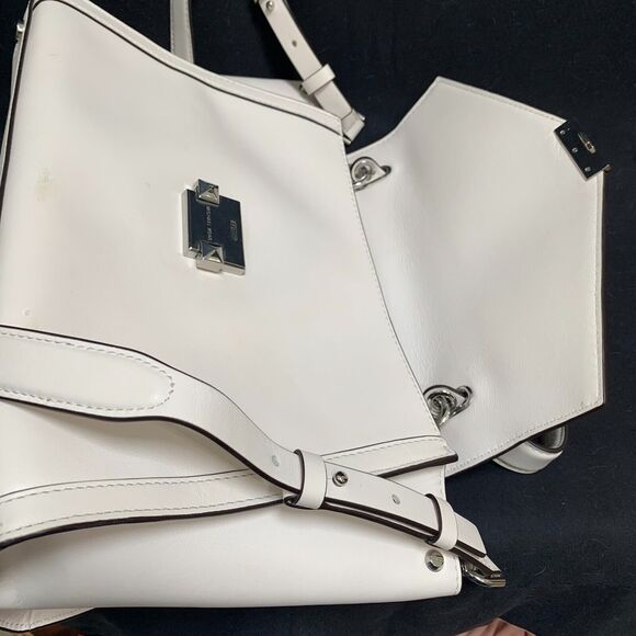 MICHAEL KORS Large Optic White Polished Leather Top Handle WHITNEY Satchel XB - Picture 9 of 16